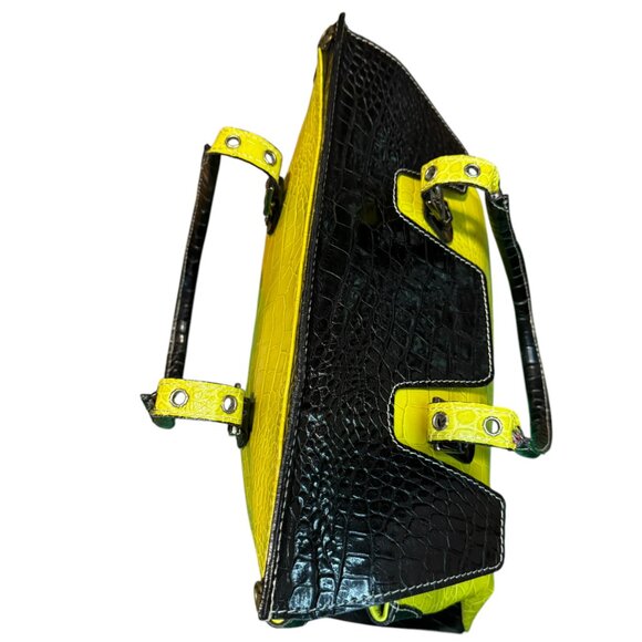 Cecconi Italian Leather bag.  Green and Black.  Preowned. Medium - Picture 3 of 9